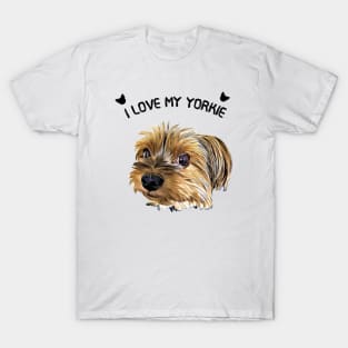 I Love My Yorkie Funny Yorkie Face T-Shirt